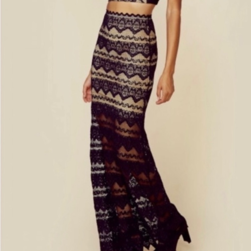 NIGHTCAP Sierra Lace Maxi Skirt Blk M